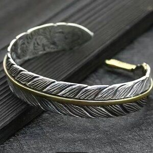 Feather and Arrow Cuff Bracelet (#1105 with gold accents)